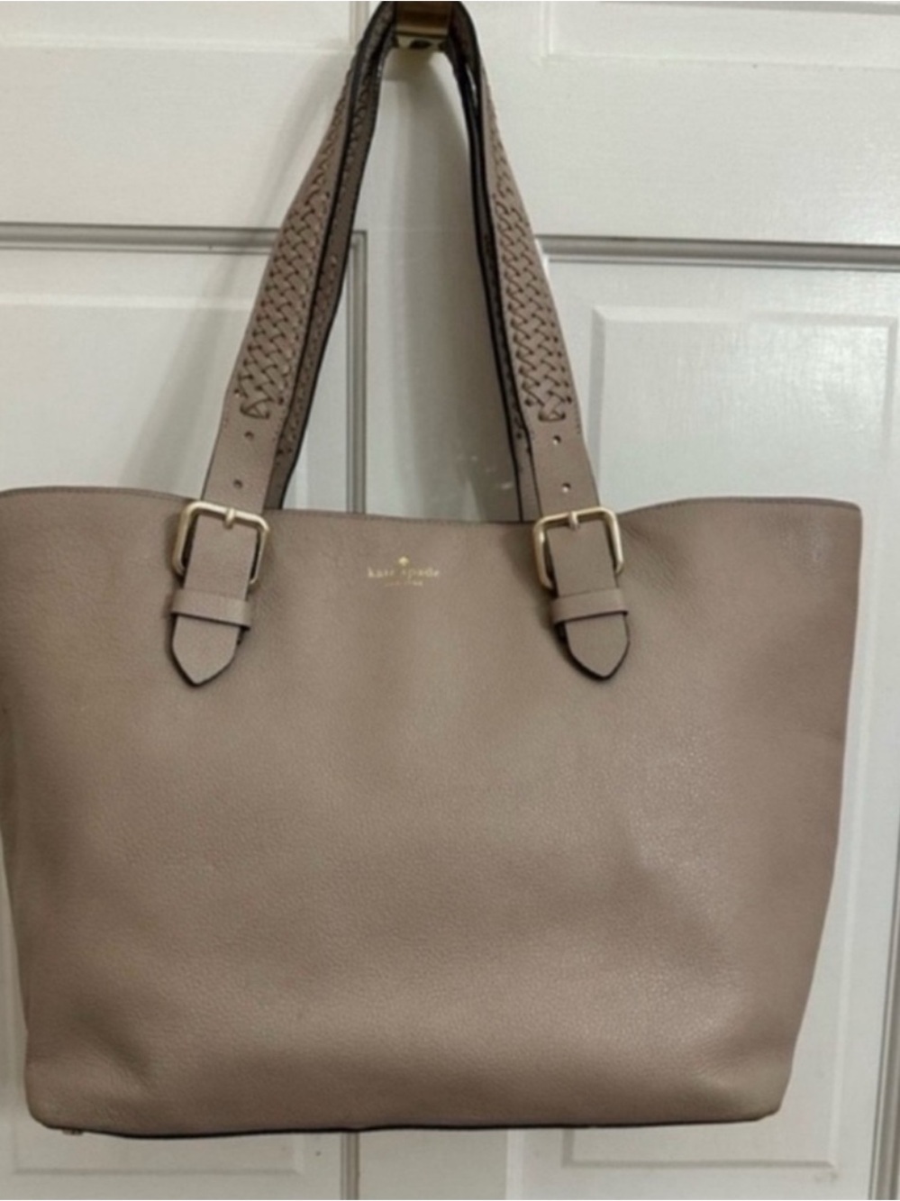 Kate Spade Stone Pebbled Leather Tote with Braided Straps